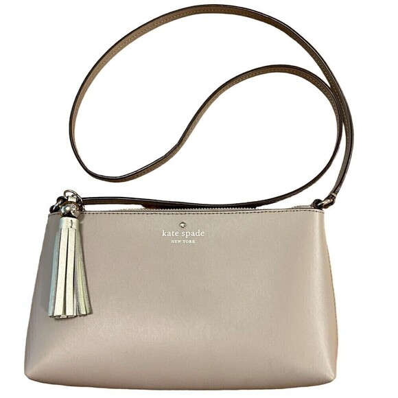 Kate Spade New York Crossbody Bag Ivy Street Amy Smooth Gray Leather - Picture 2 of 12